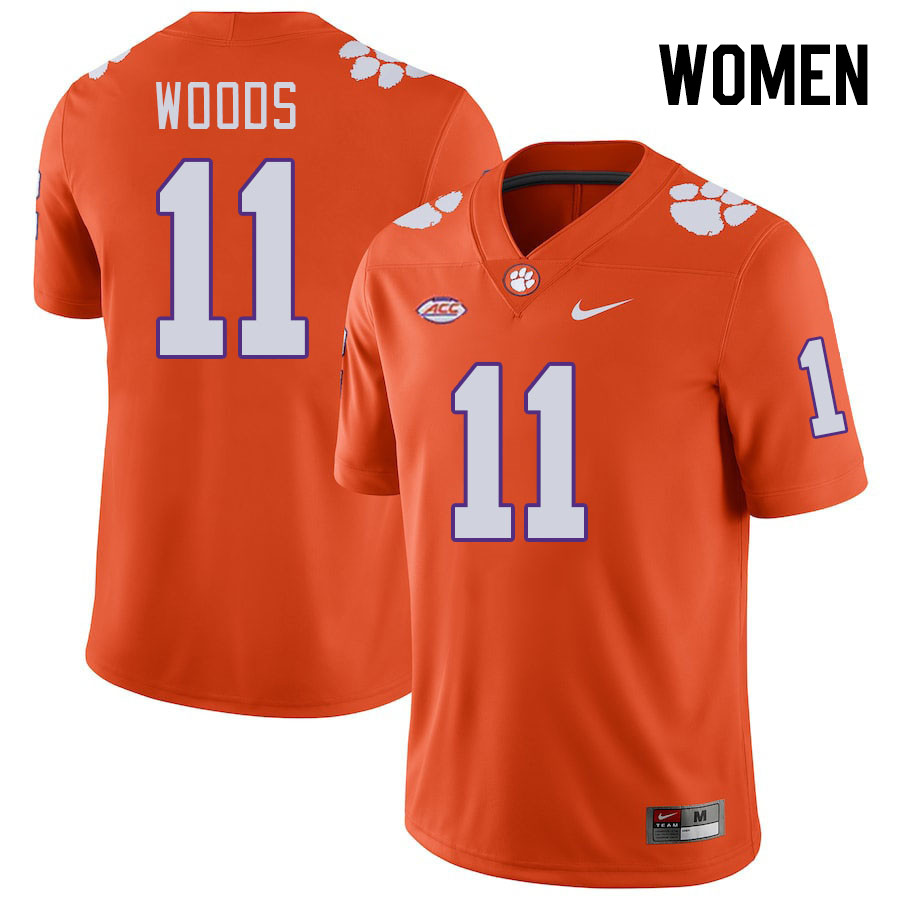 Women #11 Peter Woods Clemson Tigers College Football Jerseys Stitched-Orange - Click Image to Close